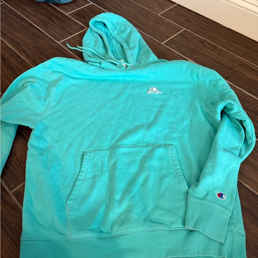 Champion Men's Teal Pullover Hoodie